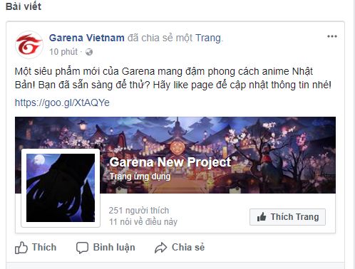 
Dòng trạng thái được chia sẻ trên fanpage của Garena Vietnam
