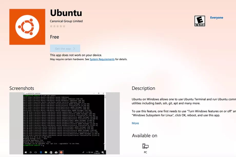 Ubuntu chính thức có mặt trên Windows Store, có thể tải và cài đặt ngay