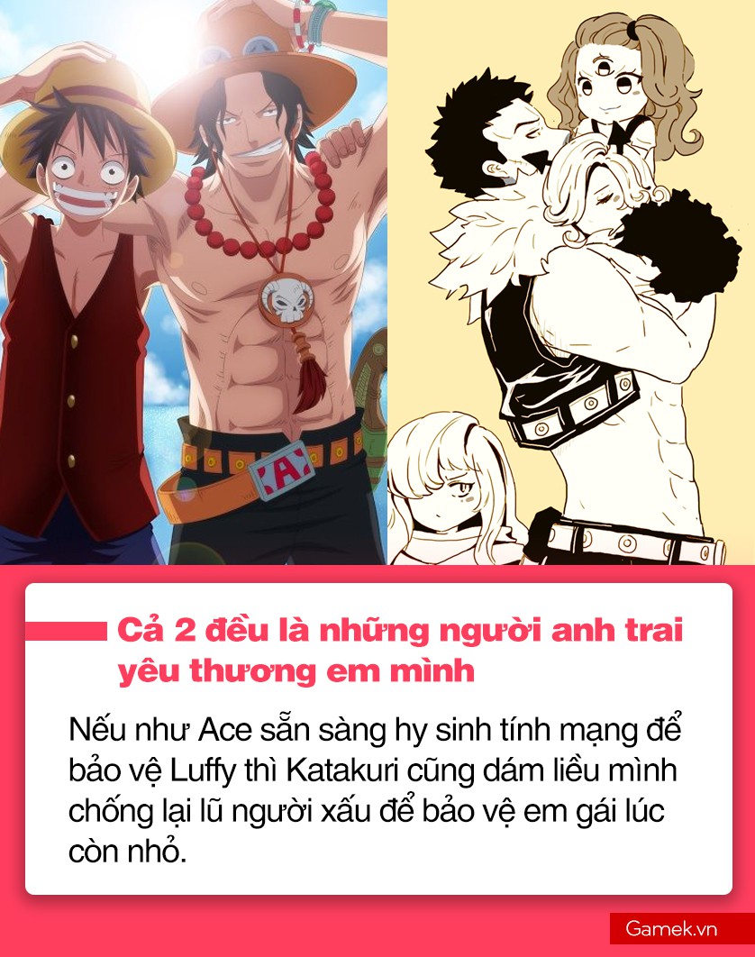 One Piece: 6 điểm chung thú vị giữa Hoả Quyền Ace và Katakuri, Tư ... Hoả Quyền Ace và Katakuri - hai nhân vật đặc biệt trong One Piece, sẽ xuất hiện với nhau trong bức hình này. Họ có hơn 6 điểm chung thú vị mà bạn không nên bỏ lỡ. Hãy tham gia vào cuộc phiêu lưu và khám phá những bí mật bên trong serie manga One Piece thú vị nhé.
