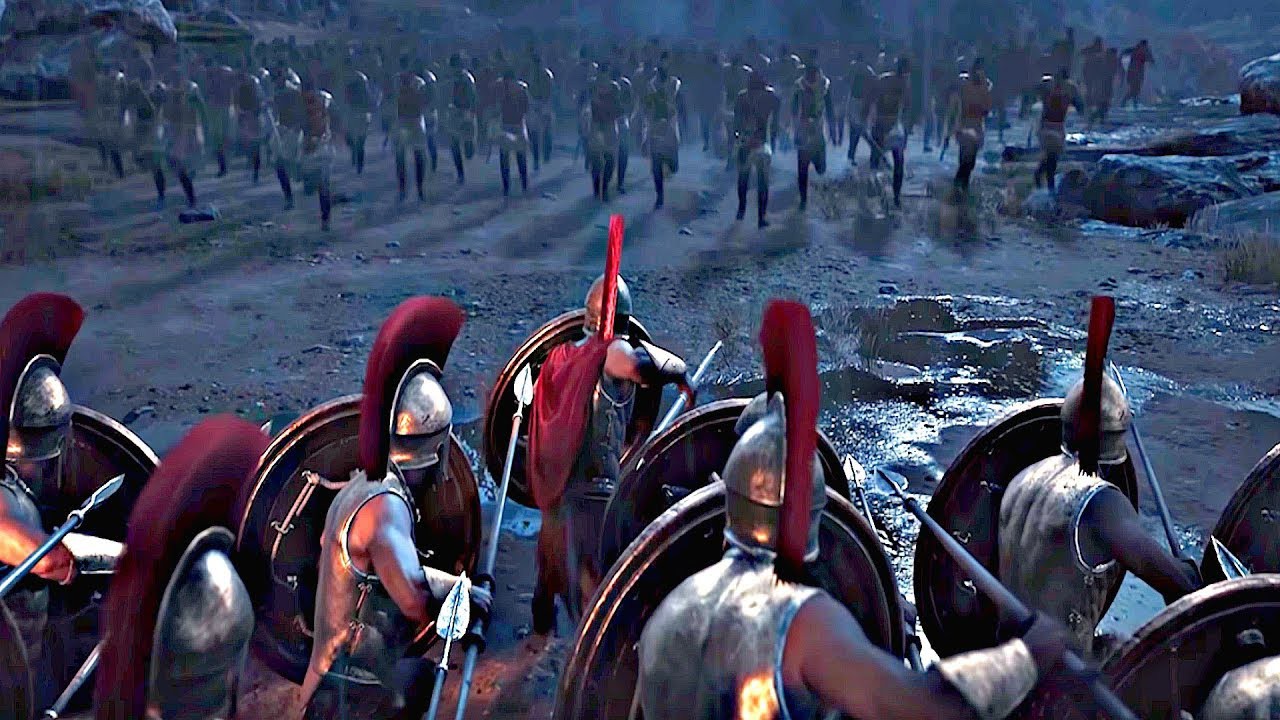Какой подвиг совершили спартанцы. Фермопильское сражение 300 спартанцев. Ассасин Крид Одиссея 300 спартанцев. Ассасин 300 спартанцев.