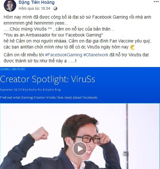 Trở thành đại sứ chính thức của Facebook Gaming, Viruss hối hả tuyển streamer mới cho studio của mình - Ảnh 1.