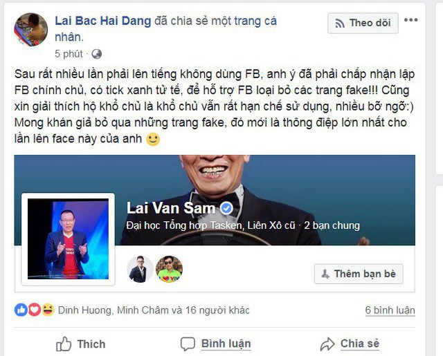 MC Lại Văn Sâm chính thức gia nhập mạng xã hội - Ảnh 1.
