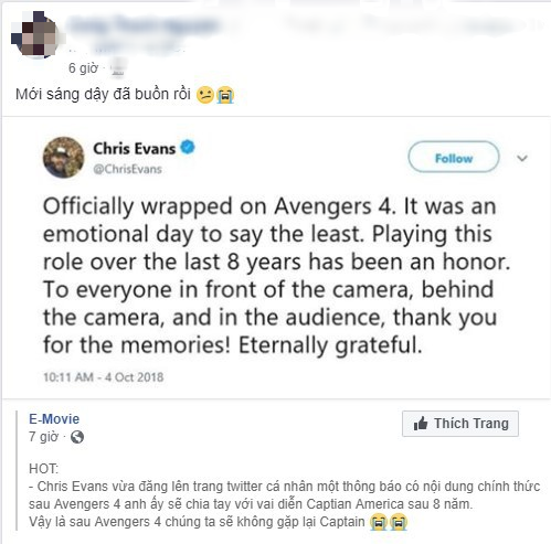 Cộng đồng mạng đồng loạt gửi lời tri ân khi nghe tin Chris Evans không đóng vai Captain America nữa - Ảnh 6.