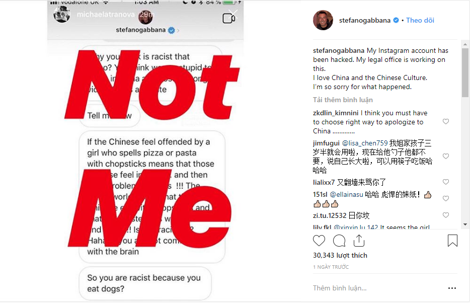 Vài dòng tin nhắn trên Instagram khiến người Trung Quốc tẩy chay Dolce &  Gabbana như thế nào?