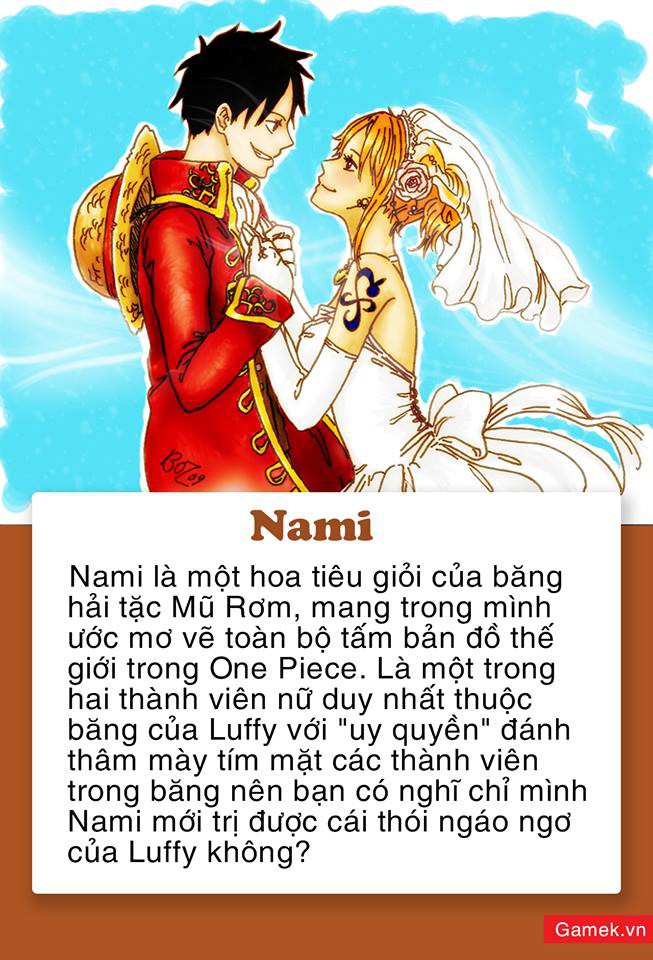 Các fan hâm mộ của One Piece luôn tò mò về người phụ nữ sẽ trở thành vợ của Luffy. Hãy cùng xem hình ảnh về những cô gái tiềm năng để đánh giá khả năng Luffy chọn người nào làm vợ nhé!