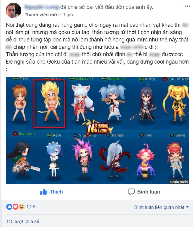 
Bài đăng bức xúc của game thù trước hình tượng mới của Goku
