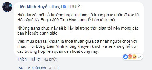 Cảnh báo về việc các người chơi trục lợi để bán tài khoản