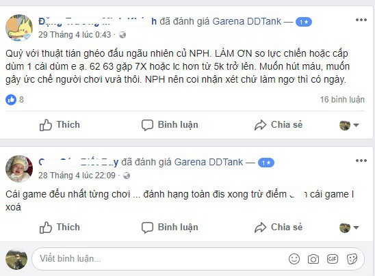 
Một vài bình luận nặng nề của game thủ Việt
