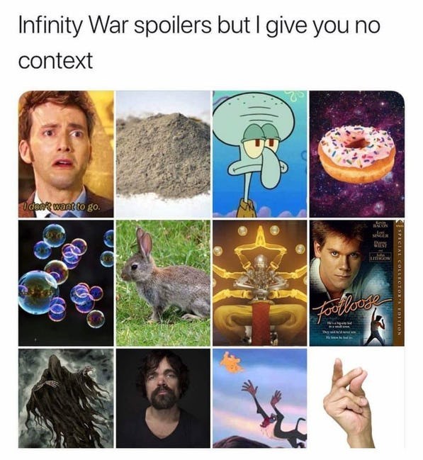 
Những người đã xem Avengers: Infinity War thì sẽ hiểu ý nghĩa của từng hình ảnh tương ứng với mỗi sự kiện xẩy ra trong phim.
