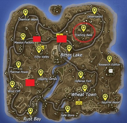 
Khu vực ô vuông màu đỏ như trong hình trên là các địa điểm mà game thủ nên tới để tìm kho máu.

