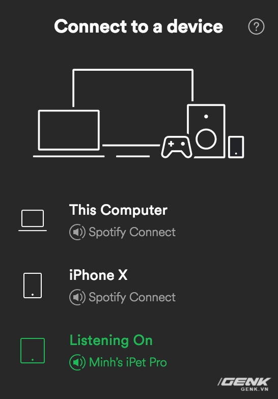 
Tính năng Spotify Connect cho phép linh hoạt thay đổi, cũng như điều khiển các thiết bị phát
