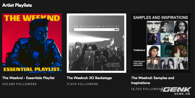 
Không khó để bắt gặp những playlist như thế này trên Spotify. Đây là những playlist do chính nghệ sĩ (trong trường hợp này là The Weeknd) tự tay lựa chọn và chia sẻ

