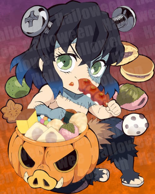 Chia tay anime Kimetsu no Yaiba bằng bộ ảnh theo phong cách chibi đón Halloween cực vui nhộn - Ảnh 4.
