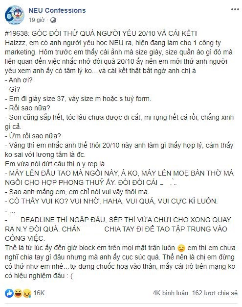 Thử đòi quà nhân dịp 20/10, cô gái bị người yêu mắng xối xả, đòi chia tay ngay lập tức - Ảnh 2.