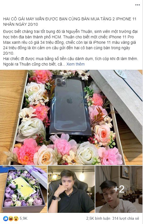Mua hai chiếc iPhone 11 tặng bạn gái cùng bàn vì giúp mình trong giờ kiểm tra, nam sinh 21 tuổi khiến cư dân mạng dậy sóng - Ảnh 1.