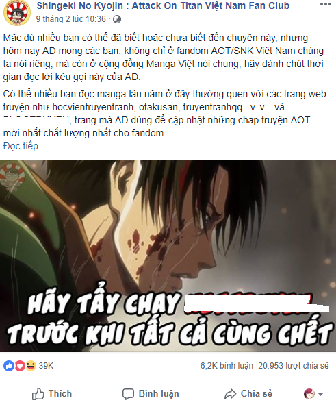 Toàn cảnh Drama kêu gọi tẩy chay web re-up truyện của Fanpage Attack on Titan Việt Nam - Ảnh 2.