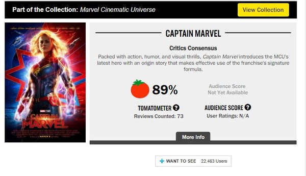 Sau khi bị thủy quân chiếm đánh, Captain Marvel đã có số điểm đầu tiên trên Rotten Tomatoes - Ảnh 4.
