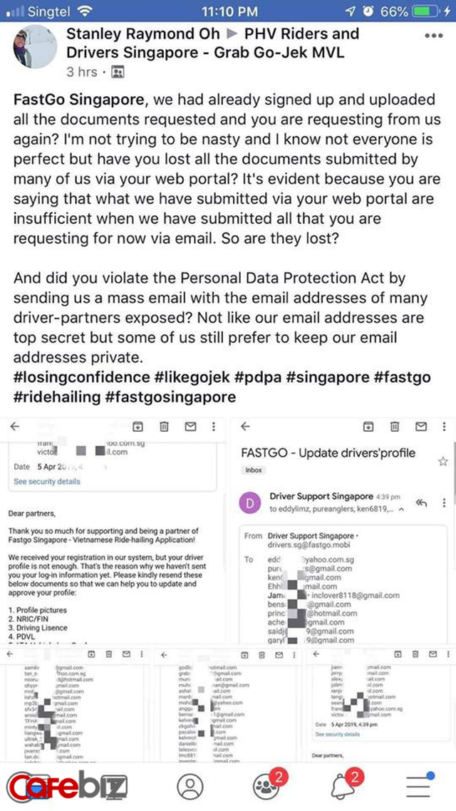 Fastgo tiết lộ thông tin email của hàng trăm tài xế Singapore - Ảnh 1.