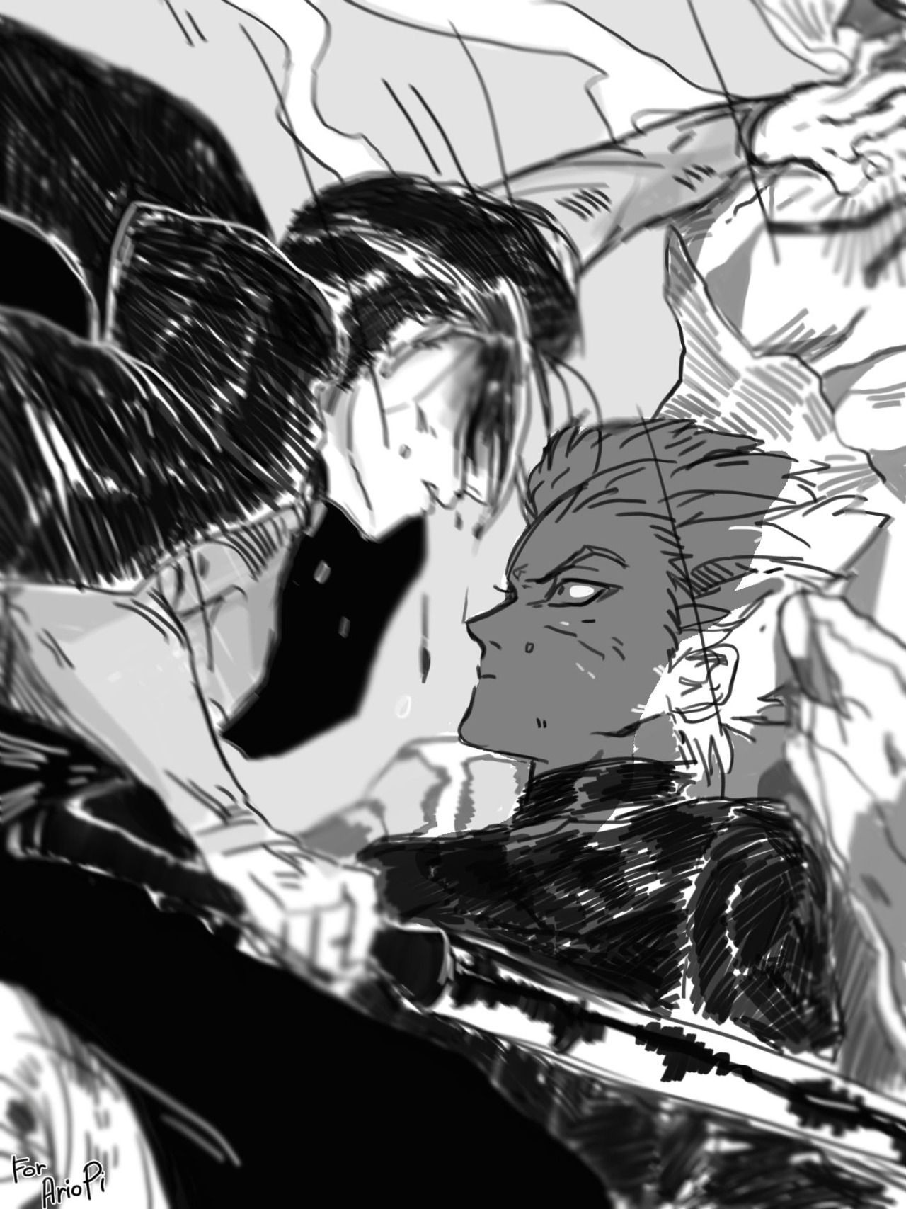 Гароу и бита. Гароу. Ванпанчмен стальная бита и гароу. Гароу и стальная бита. Гароу и бита.