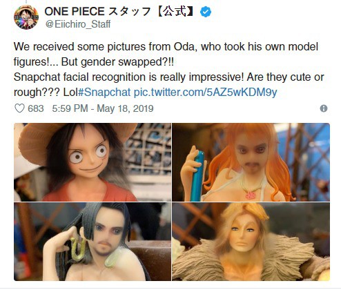 Khi Eiichiro Oda chơi Snapchat và sử dụng bộ lọc hoán đổi giới tính cho các nhân vật One Piece thì chuyện gì sẽ xảy ra - Ảnh 1.