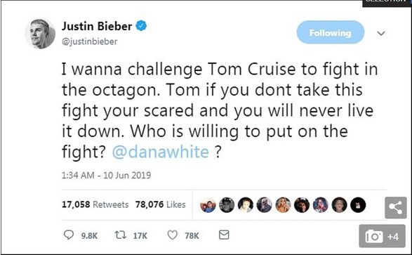 Justin Bieber gạ đấm nhau với Tom Cruise, Paul Logan vào can ngăn cũng bị dọa cho ăn đòn - Ảnh 1.