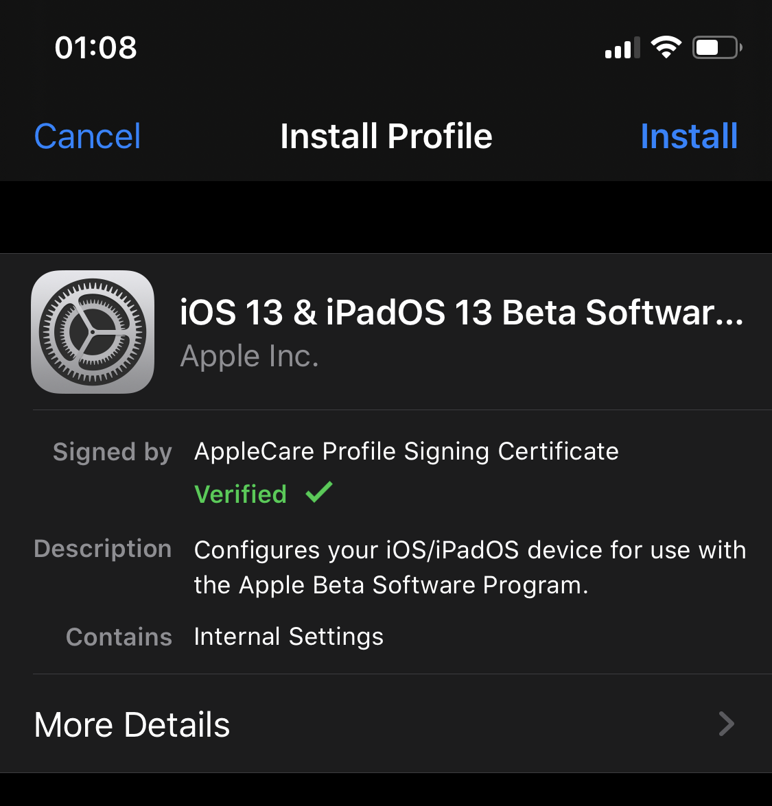 beta ios 14 profile