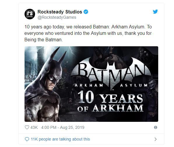 Nhân kỷ niệm 10 năm Batman Arkham ra đời, Rocksteady Studios gửi thông điệp cảm ơn đến game thủ - Ảnh 2.