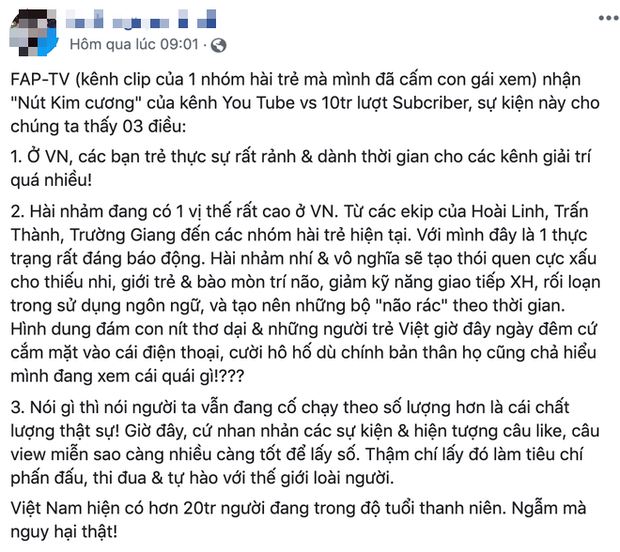 Toàn cảnh đại chiến giữa FAPTV và antifan khi bị nhận xét hài nhảm mà cũng nhận nút kim cương, Cris Phan liền góp mặt vào drama này! - Ảnh 1.