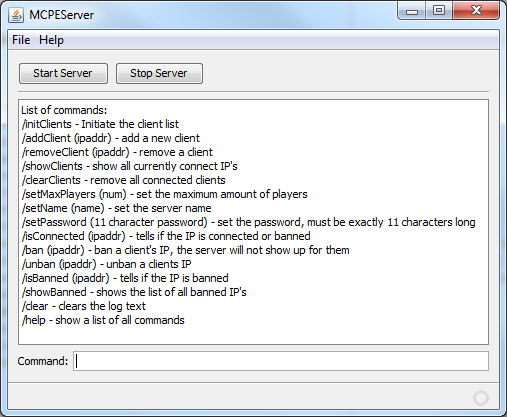 commands for multiplayer minecraft pe