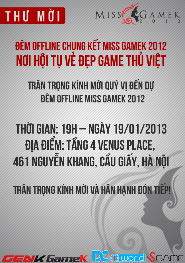 Mời nhận vé tham dự đêm chung kết Miss GameK 2012 2