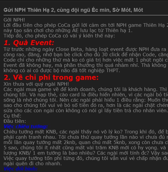 Game thủ Việt bình luận gì về Thiên Hạ 2 2