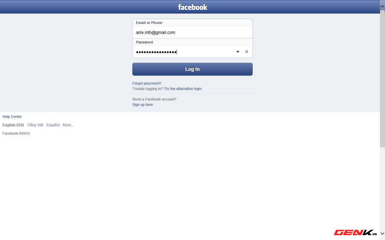 facebook touch login