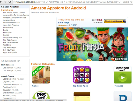 Người dùng có thể tải các ứng dụng, trò chơi miễn phí trong kho ứng dụng của Amazon trong thời gian từ nay đến ngày 1/11/2014.