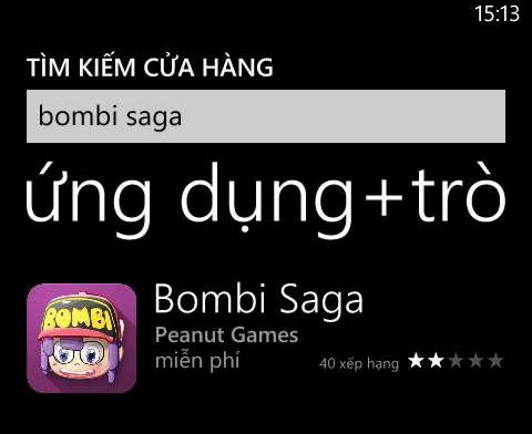 Hiện game thủ đã có thể tải Bombi Saga ngay trên Windows Phone Store