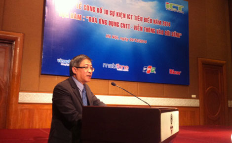 Thứ trưởng Lê Nam Thắng phát biểu tại lễ công bố 10 sự kiện CNTT-TT tiêu biểu năm 2014