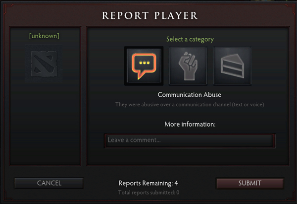 Trong khi tính năng tố cáo của DOTA 2 luôn có sức răn đe nhất định.