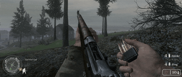 
Trong Call of Duty, cách sử dụng M1 Garrand cũng được làm rất giống ngoài đời thực.
