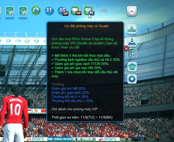Gcafe mang lại rất nhiều lợi ích cho game thủ FIFA Online 3 cũng như Liên Minh Huyền Thoại.
