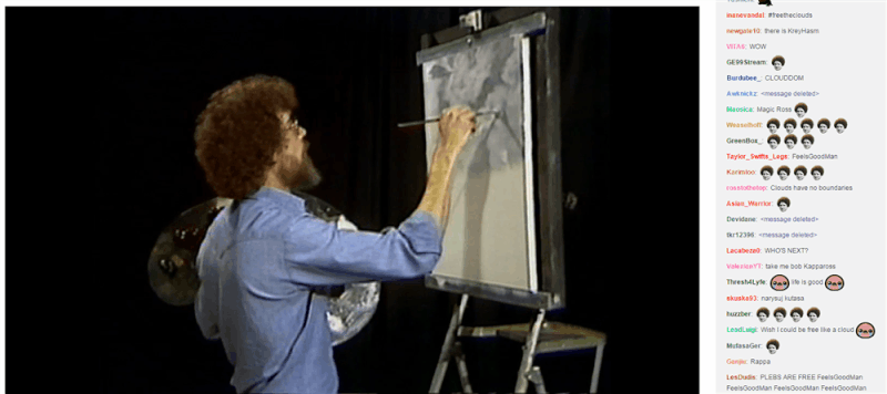 
Cảnh stream lại quá trình vẽ tranh của cố họa sĩ thiên tài Bob Ross.
