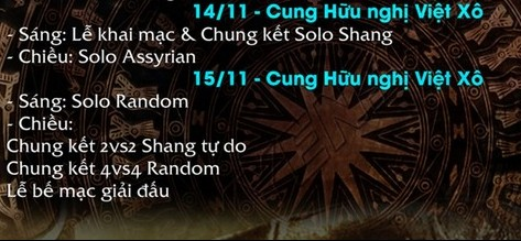
Lịch thi đấu ban đầu của giải AoE Việt Trung.
