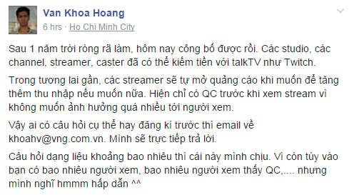 
Hoàng Văn Khoa (PewPew) thông báo một tin vui đến với cộng đồng game thủ Việt Nam.

