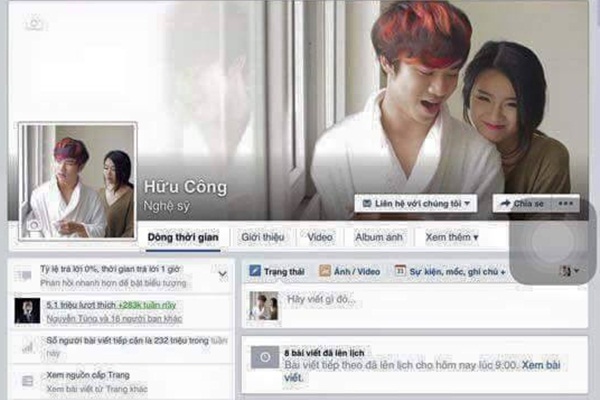  Fanpage Hữu Công từng sở hữu hơn 5 triệu lượt theo dõi trên Facebook. 