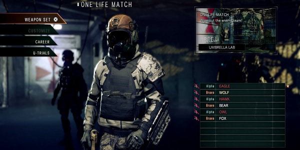 
Mỗi nhân vật được lựa chọn một vũ khí chính, một vũ khí phụ và lựu đạn trước khi bước vào trận đấu.
