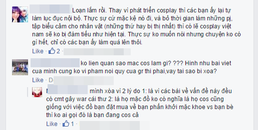 
Một ý kiến ủng hộ và cho rằng nên tập trung vào đam mê cosplay hơn là làm quá lên về vấn đề này.
