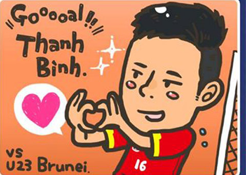 
Tiền đạo Thanh Bình ăn mừng với bàn thắng vào lưới U23 Brunei
