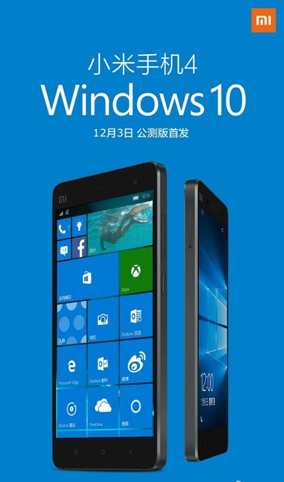  Xiaomi đã ấn định ngày phát hành bảm ROM Windows 10 Mobile trên Xiaomi Mi 4 