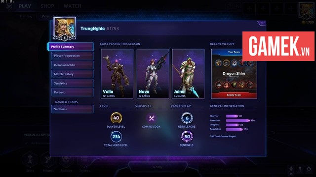 Tài khoản Heroes of the Storm của Nghĩa: TrungNghia #1753.