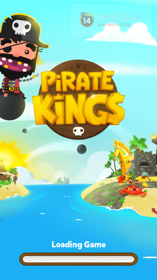 Giao diện khởi động trò chơi, Pirate Kings chỉ hiển thị ở màn hình dọc, thuận lợi cho việc chơi bằng một tay.