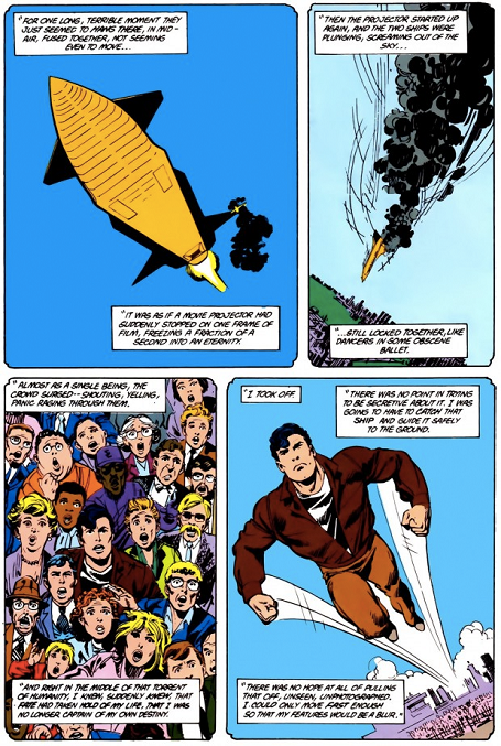 
Superman cứu một tàu con thoi và đúng lúc đó thì thảm họa nổ tàu con thoi Challenger thành sự thật ngoài đời thực.

