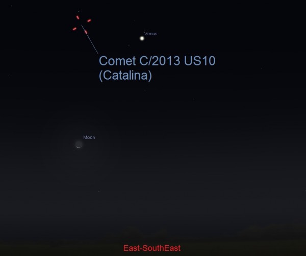  Vị trí sao chổi Catalina trước lúc Mặt Trời mọc ngày 08/12/2015. 